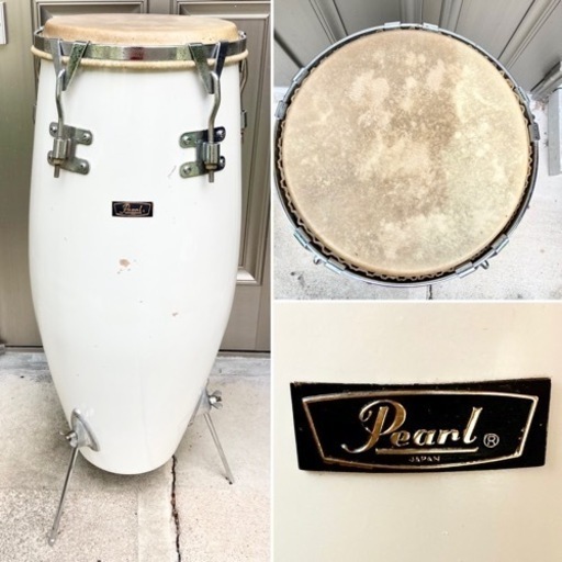 【必見！pearl 製　コンガ】ホワイト　コンガ　パール製　パーカッション