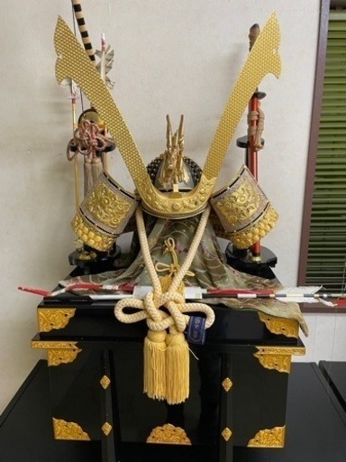 鎧兜　兜飾り　純金鍍金　高級 正絹威　KABUTO レトロ