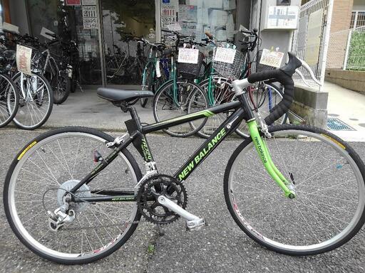 名古屋プレミアム商品券＆金シャチマネーOK！中古子供自転車２４７５　前後タイヤ新品！ジュニア用ロードバイク　ニューバランス　TAJ24  ２４×１インチ　２×８段ギヤ　アルミフレーム　ワイヤー錠　ライトは付属していません　 身長１４０㎝から