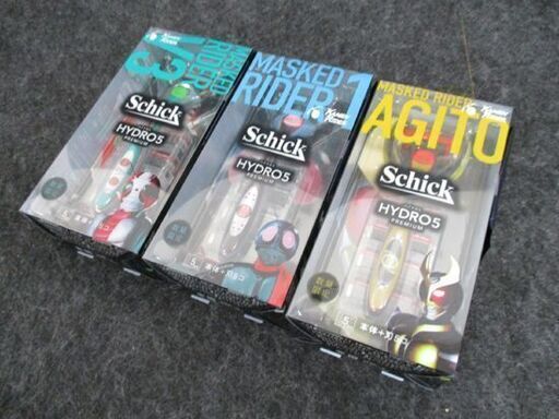 新品 Schick HYDRO5 PREMIUM 仮面ライダー V3 アギト 1号 オリジナル めんこ 付き シック ハイドロ5 プレミアム カミソリ 替刃