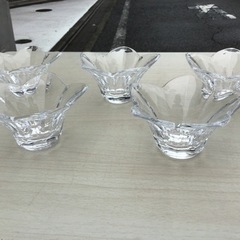 中古　ホヤ　HOYA クリスタルガラス　小鉢　和食器　花形