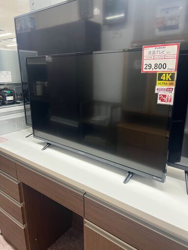 4Kテレビ❕ 43V❕ 動作確認済み❕軽トラ貸出・購入後の取置きにも対応❕R3672