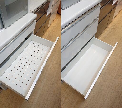 シギヤマ家具 大川家具取扱い 食器棚 横幅90cm 2枚スライドガラス扉 