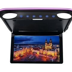 12.1インチ フリップダウンモニター LEDバックライト 車載用 液晶モニター HDMI RCA microSD USB 動画再生 7色LED 高画質