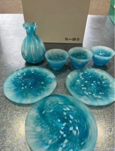 北一硝子 酒器と皿(プレート)セット
