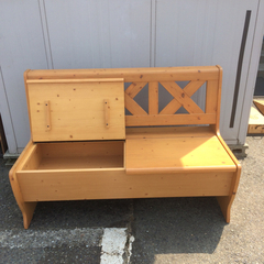 △ 収納付き箱ベンチ 2人掛け 木製 ベンチ