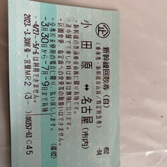 新幹線 乗車券・指定席特急券  (東京←→新大阪) 片道1枚 ～12/18有効