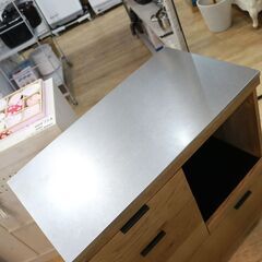 237)【美品】unico ウニコ ADDAY(アディ) キッチンカウンター W820 ヴィンテージ調 ステンレス天板 参考価格89,100円