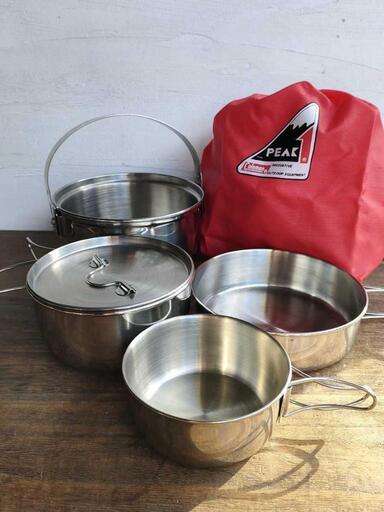 Coleman Peak1 コールマン ピーク1 クッカーセット 収納巾着袋付き ソロキャンプ コゲ無し キレイ