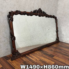 🔷🔶🔷WY3/76 ウォールミラー 木製 彫刻 壁掛け 鏡 大型...