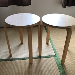 【IKEA】 FROSTA 木製 スツール 丸椅子 2セット　決...
