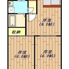 宇都宮市🏠敷金礼金なし🌸2LDK✨フリーレント１か月🌟ペット可🌸