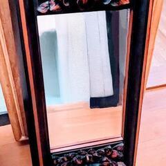 木製フレームのミラー（鏡）②　ブラック　　