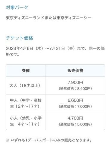 ディズニー　株主優待チケット　6/19（月）指定 4