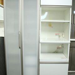 AYANO/綾野 食器棚 SHシリーズ シャンティ 幅130cm 折れ戸 大型収納 2点セット SH-70VL SH-W60FG 中古家具 店頭引取歓迎 R7278