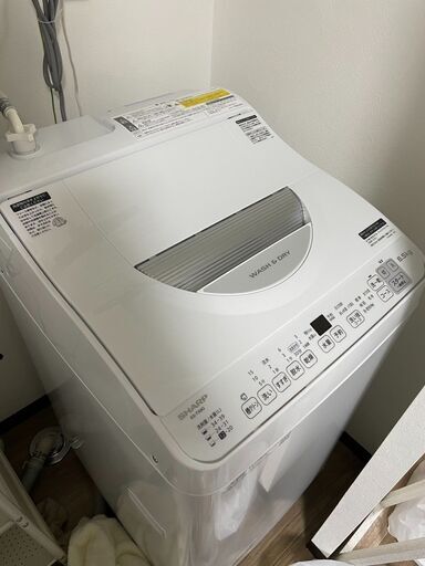 乾燥機能付き【2023年製ほぼ新品】シャープ タテ型 洗濯乾燥機 ES-TX6G-S