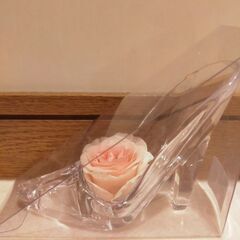 置物【ガラスの靴風　ピンク　花】