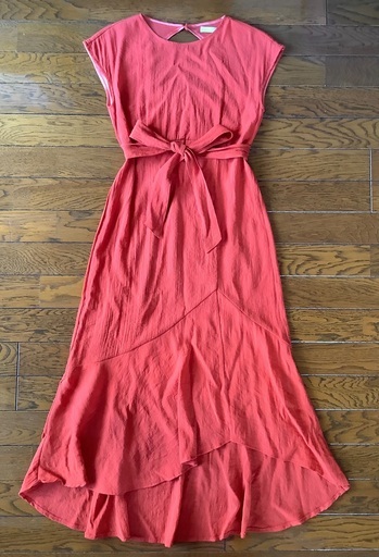 【新品、美品】 Cheek チーク　赤いワンピース　Mサイズ　赤いドレス　ノースリーブ　ロングスカート　ロングワンピース　パーティードレス