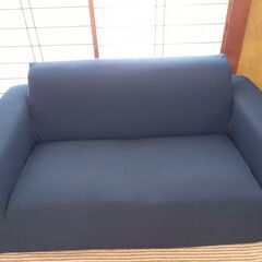 紺色の2人掛け用ソファーのカバー（カバーのみ）