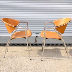 T120) 【2脚セット】カリガリス CICLADI ダイニングチェア レザー W53