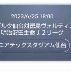 取り引き中　6月25日(日)ベガルタ仙台対徳島　最前列の１列目　2枚