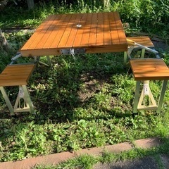 【ネット決済】ピクニックテーブル（木製、折りたたみ）