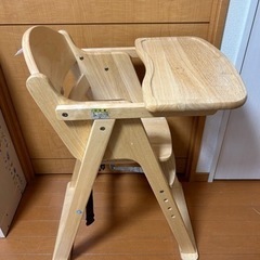 【無料でお譲りします】KATOJI 木製ハイチェア・ベビーチェア...