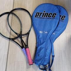 美品!prince硬式テニスラケット2本セット、専用ケース、グリ...