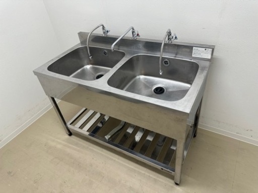 アズマ　ａｚｕｍａ　業務用　ステンレス　２槽シンク流し台　蛇口付き　店舗　飲食店　W1200ｘＤ６００ｘＨ８００ｍｍ