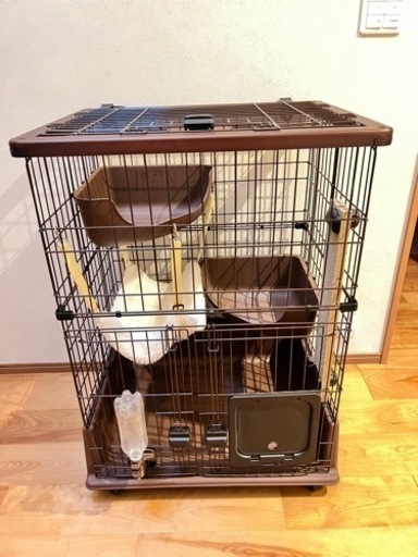 【値下げ】新品未使用⭐️猫　ゲージ　キャットハウス　キャスター付き　ハンモック付き