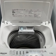 3か月間保証☆配達有り！19800円(税抜）ハイセンス 5.5㎏ ガラストップ 全自動 洗濯機 2020年製 ブラック 送料・設置込み 洗濯機 5.5kg Hisense 2020年