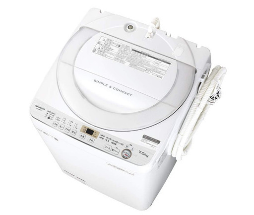 シャープ SHARP 全自動洗濯機 幅56.5cm(ボディ幅52.0cm) 7kg ステンレス穴なし槽 ホワイト系 ES-GE7C-W