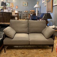 unico ウニコ ROHR ロワシリーズ  アイアン 2Pソファ  北欧 ポケット付き ファブリック グレー●E055A667