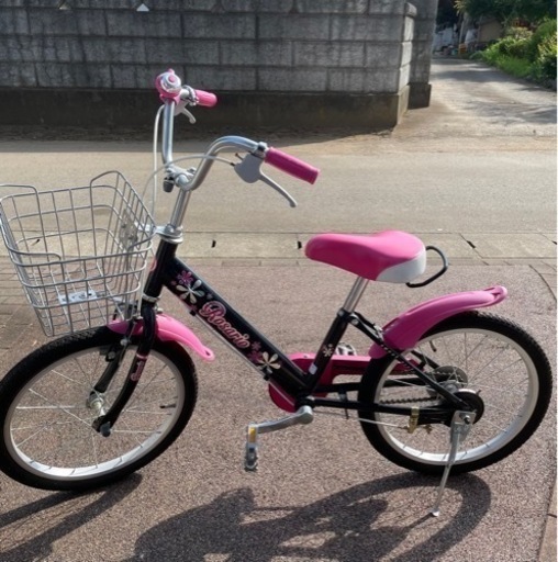 【お取引き中】きれいです。子供自転車★女の子★18インチ★ピンク黒★幼稚園〜小学生低学年向け★キッズこども