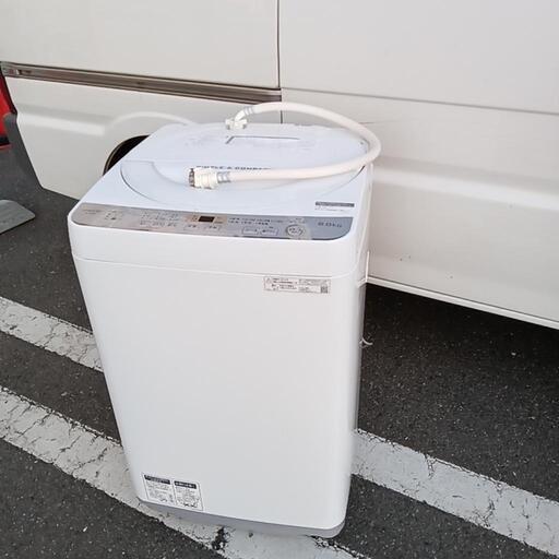 値下げ◎良品 SHARP シャープ 全自動洗濯機 6.0kg 穴なし槽 ES-GE6C-W 2019年製　w3297