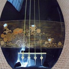 総桑薩摩琵琶富貴蒔絵琵琶・表割れ修理