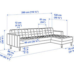 LANDSKRONA ランズクローナ 4人掛けソファ 寝椅子付き ジューパルプ ダークブルー/メタル