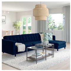 LANDSKRONA ランズクローナ 4人掛けソファ 寝椅子付き ジューパルプ ダークブルー/メタル