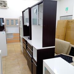 ☆ジモティ割あり☆ スライド扉レンジボード ブラウン H200×D50×W89.5