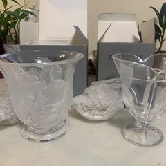 HOYA クリスタルガラス 製 ローズボール　花瓶　葡萄　高級