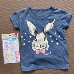 【中古美品】半袖T&名前シール2点セット/キッズ服/110/女の...