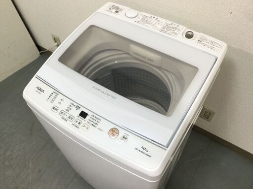 （7/2受渡済）YJT7117【AQUA/アクア 7.0㎏洗濯機】美品 2022年製 AQW-P7M 家電 洗濯 全自動洗濯機 簡易乾燥機能付