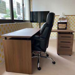 システムデスク＆本革リクライニングチェア　セット