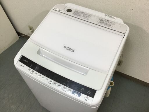 (9/1受渡済)JT6862【HITACHI/日立 8.0㎏洗濯機】美品 2019年製 BW-V80E 家電 洗濯 全自動洗濯機 簡易乾燥機能付