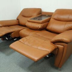 ヤマダ/YAMADA 電動リクライニングソファ 3人掛けソファ ブラウン USBポート搭載 中古家具 店頭引取歓迎 R7303