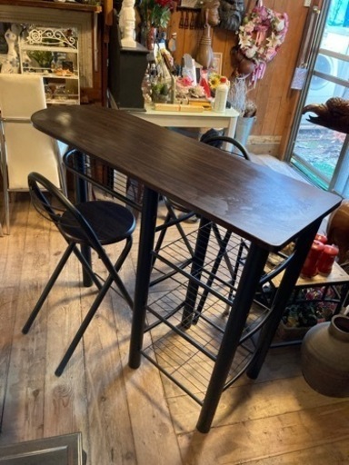 カウンターテーブル椅子2脚3点セット値下げしました❗️ カウンター