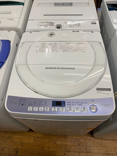 洗濯機　No.6371　シャープ　2018年製　7kg　ES-T710　【リサイクルショップどりーむ鹿大前店】