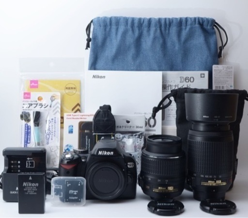 ☆Nikon D60☆超初心者向け○簡単スマホ転送○Wズームレンズ 1ヶ月動作