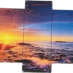 【絵画、フォトパネル】夕焼けに染まる海