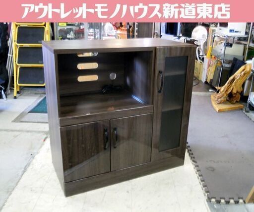 ミドルレンジボード レンジボードカウンター キッチン収納 レンジ台 ブラウン系 札幌市東区 新道東店